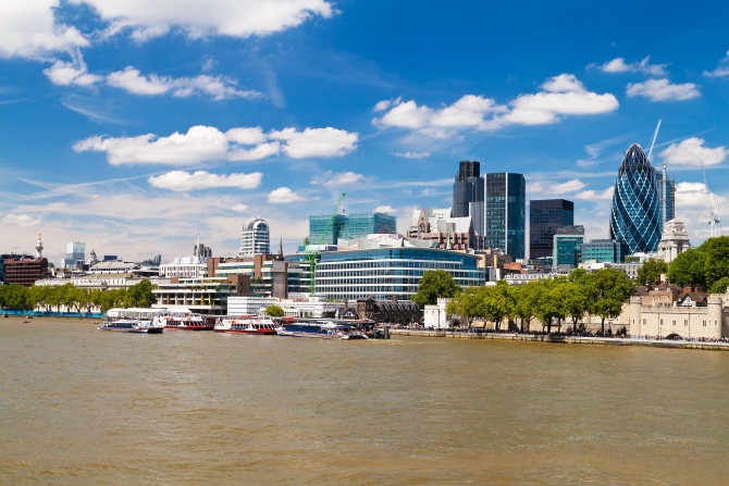 The City of London skyline in a clear summer day