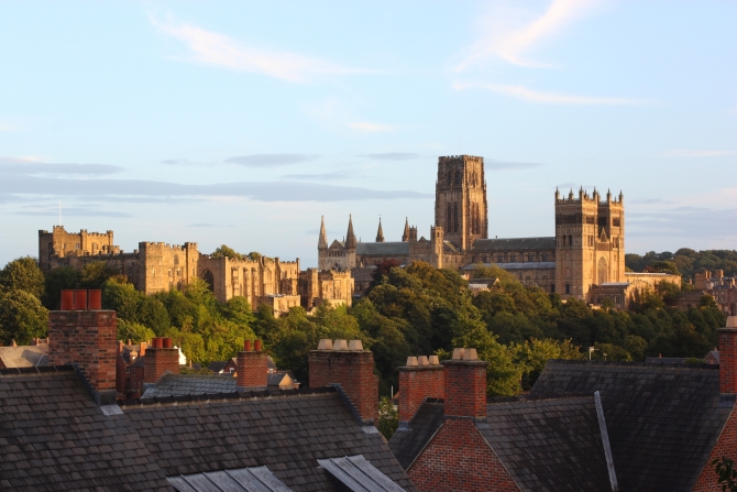 The historic castle and cathedral in Durham City, County Durham.