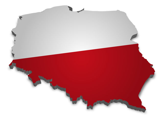 3D map of poland with flag