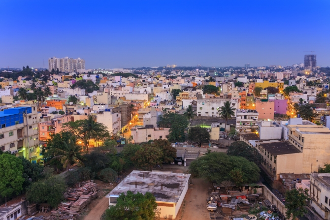 City skyline of Bangalore city at India