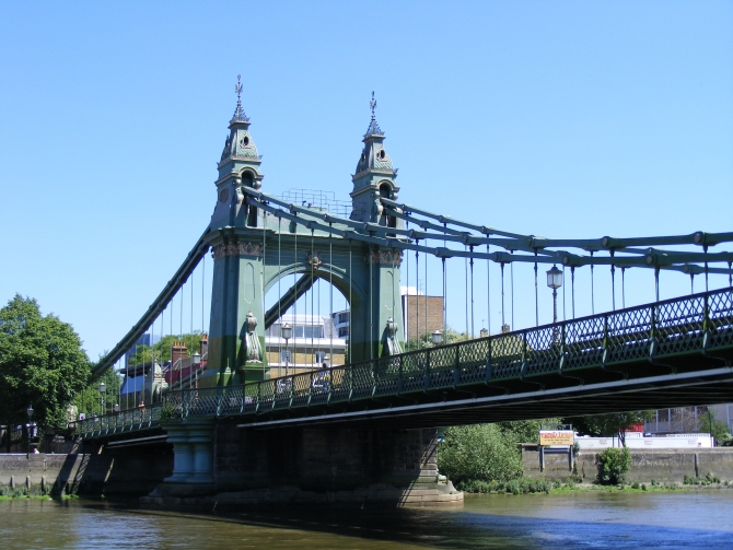 Hammer smith Bridge a Victorian suspension bridge in West London
