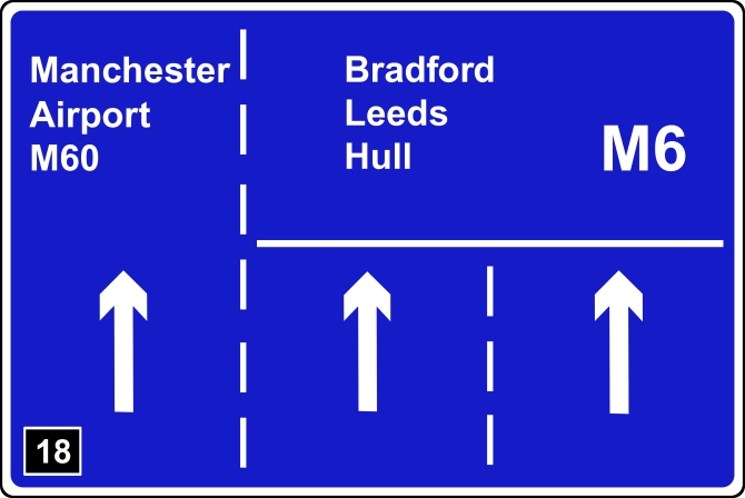 Where the left hand lane of a motorway leads to another motorway sign