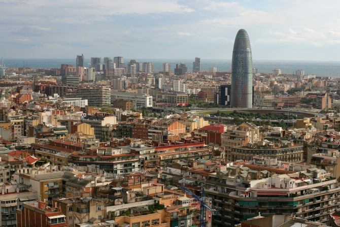 midday in spain, overlooking the beautiful city of barcelona.